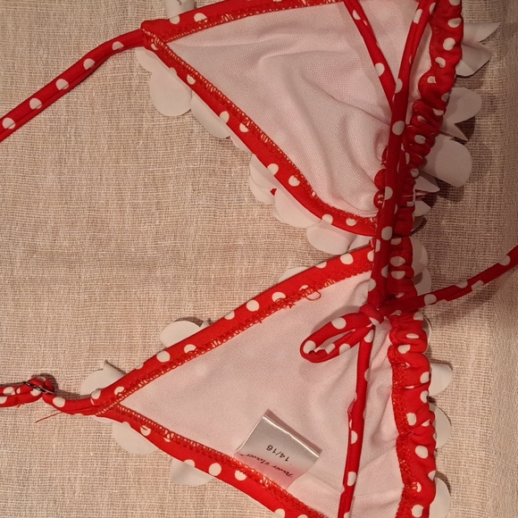 Power Flower Girls Red & White Poka Dotted String Bikini - Picture 5 of 9